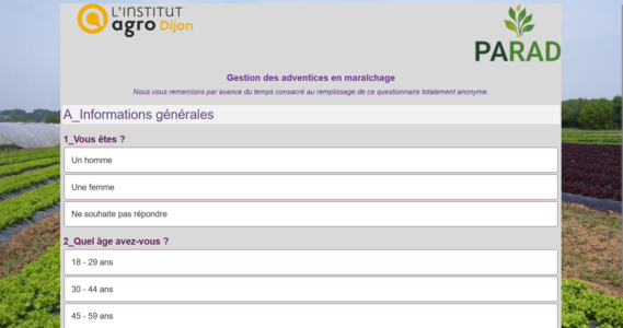 Impression d'écran enquête PARAD